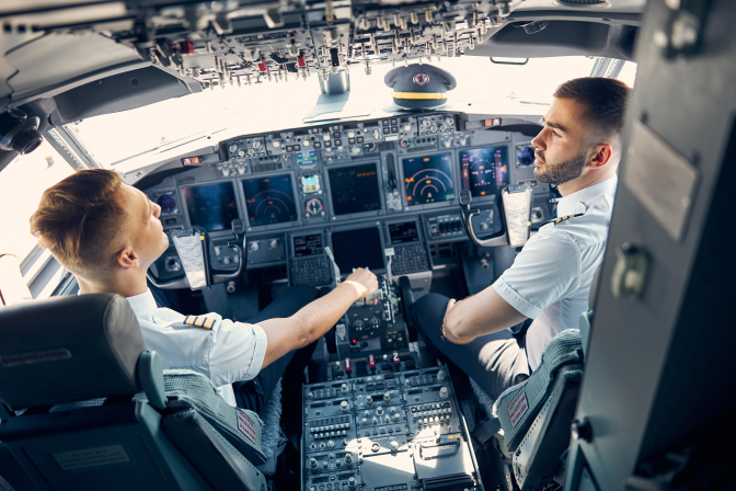 Two commercial pilots in the plane